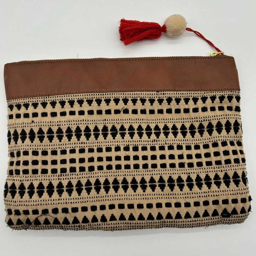 Abercrombie &‎ Fitch Beaded Sequin Clutch Purse Evening Bag with Tassel